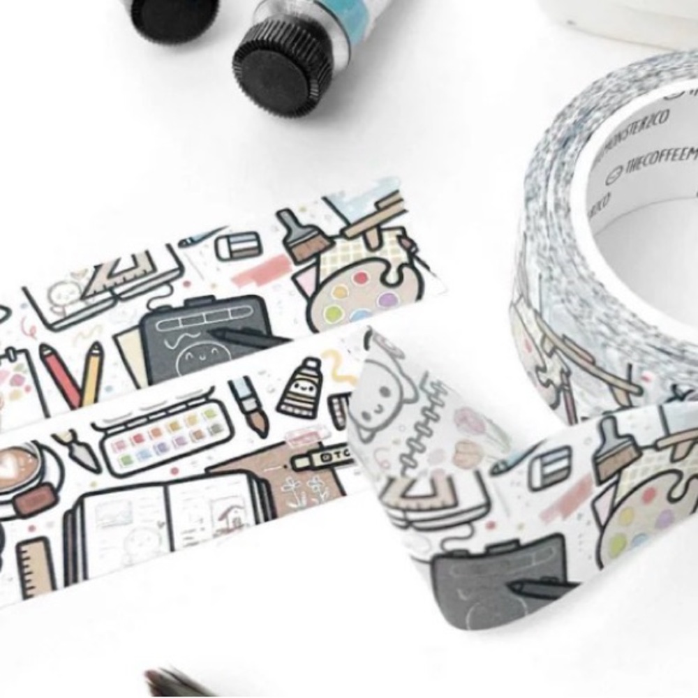 🆕 TheCoffeeMonsterzCo An Artsy Desk Washi Tape - 18mm